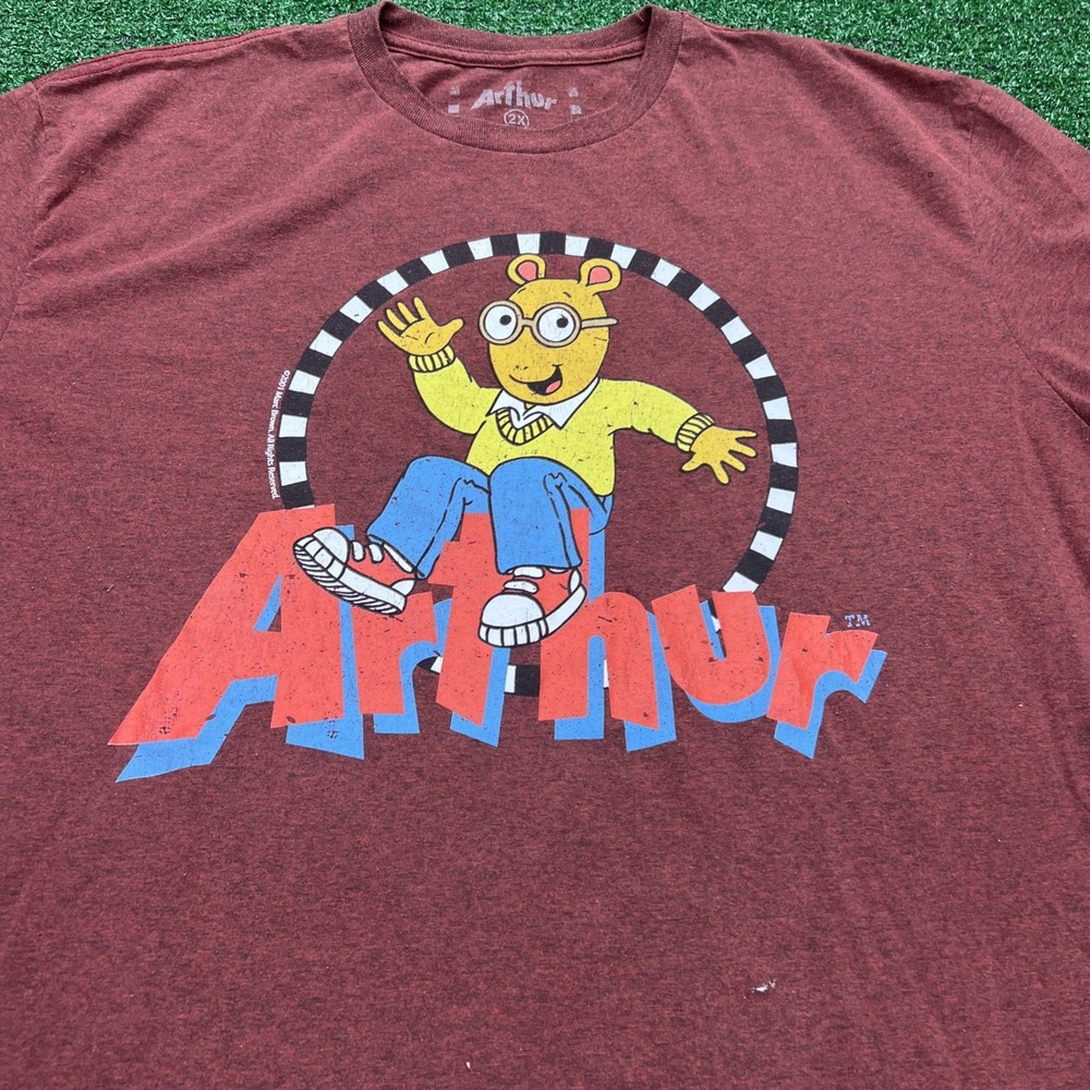 Arthur PBS Cartoon Intro‎ T-Shirt Short Sleeve Red Mens Size 2XL
